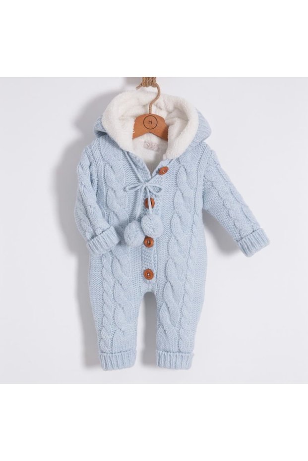 Baby boy thessaloniki knit bunny ear hooded welsoft lined romper
