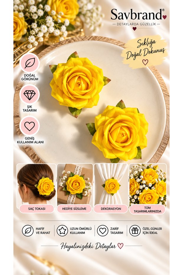 Velvet Rose Flower Hair Clip and Brooch – Decorative Hairpin – Stylish Accessory