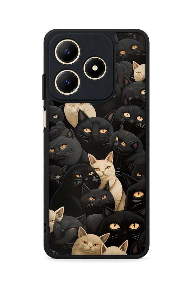 حافظة مقاومة للصدمات متوافقة مع Realme C61 مع حماية للكاميرا بنمط CatPattern