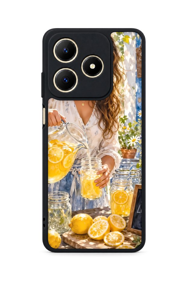 حافظة مقاومة للصدمات متوافقة مع كاميرا Realme C61 بنمط عصير الليمون مع حماية للكاميرا