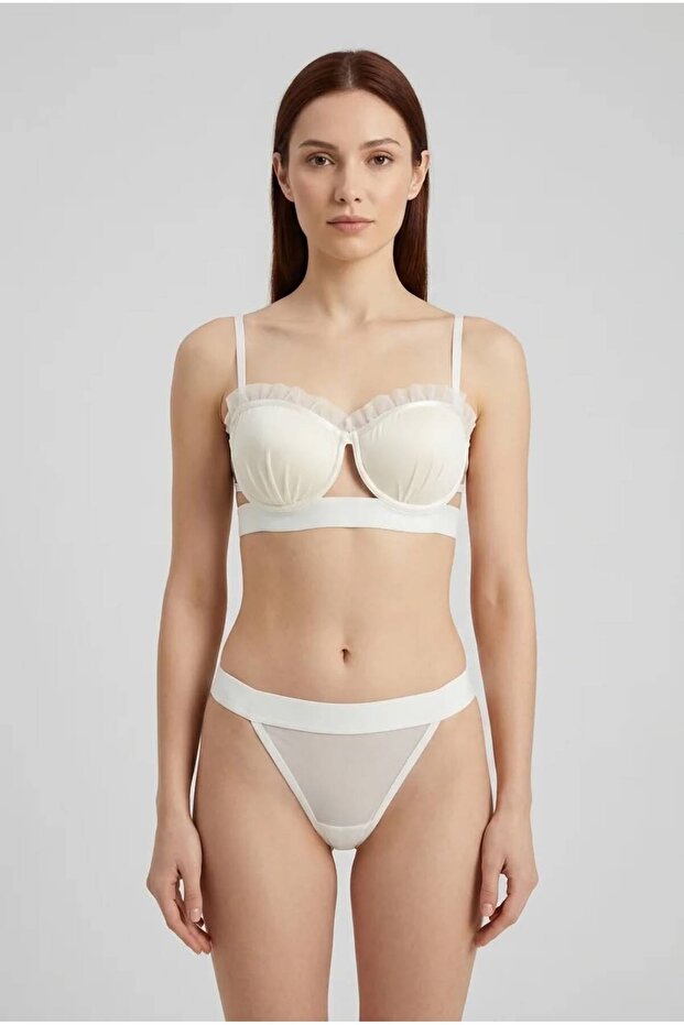 Women's Oyster Model Supported Underwire Padded Bra Panty Set