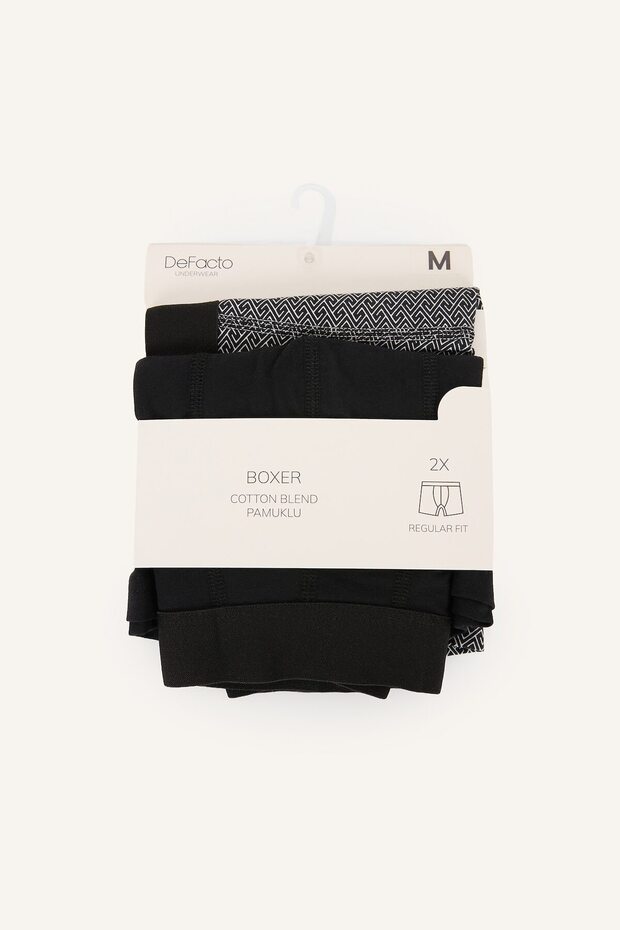 Regular Fit Ethnic Patterned Cotton 2-Piece Boxer I7815Ax26Au