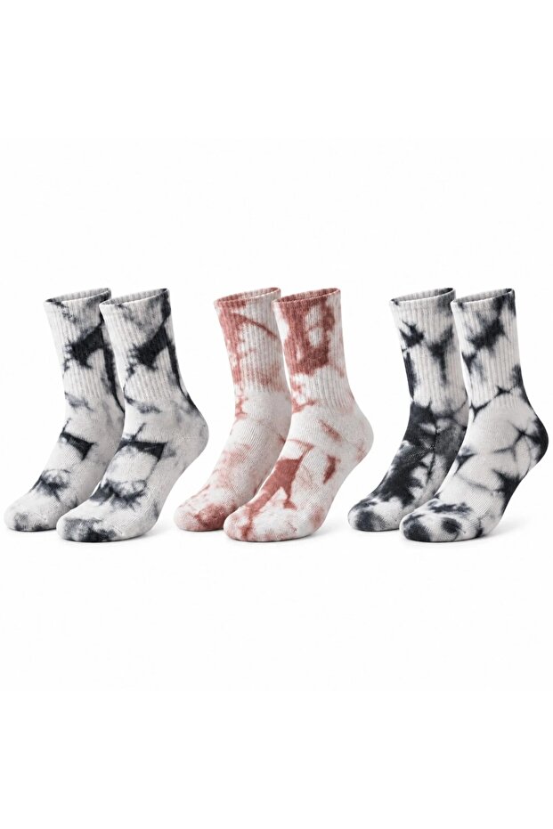 Wak unisex batik patterned socks 3-piece set cotton long socks casual sports breathable seamless