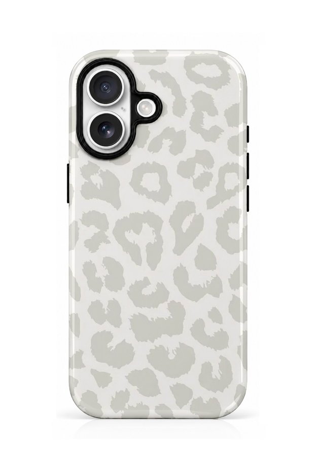 iPhone 17 Compatible - White Leopard, Dual Layer Cover, Glossy Surface Protective Case