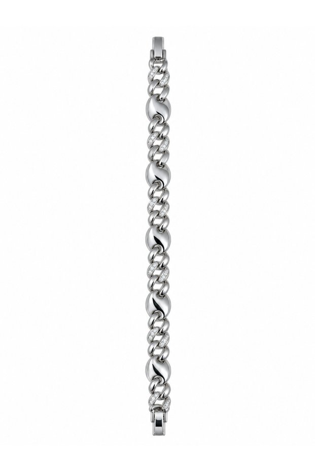 Steel Zircon Stone Gourmet Chain Bracelet