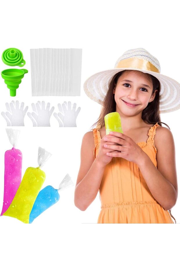Disposable Freezer Bags 2x12 Inches,300 Pack Leakproof Tube Mold Bags with Funnel and Gloves for Ice Cream,Juice,and Fruit Storage