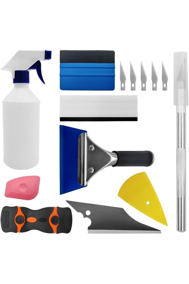 14-Piece Car Window Tint Installation Tool Kit,Professional Squeegees,Cutting Tools and 500ml Spray Bottle
