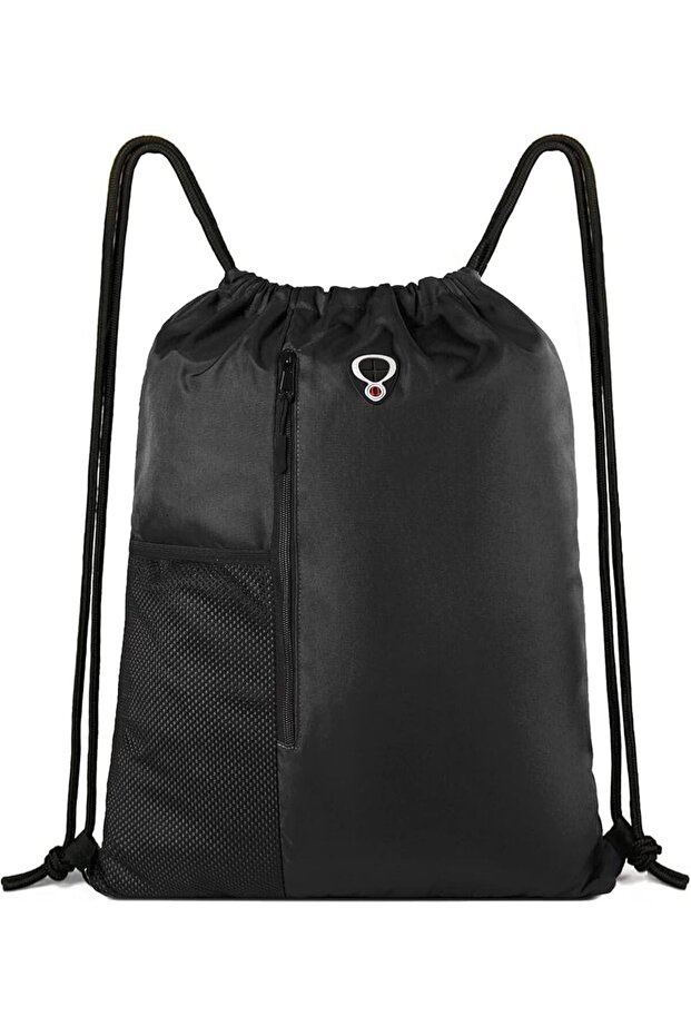 Large Sports Gym Bag,Drawstring Backpack with Zipper Pockets and Mesh Bottle Holders