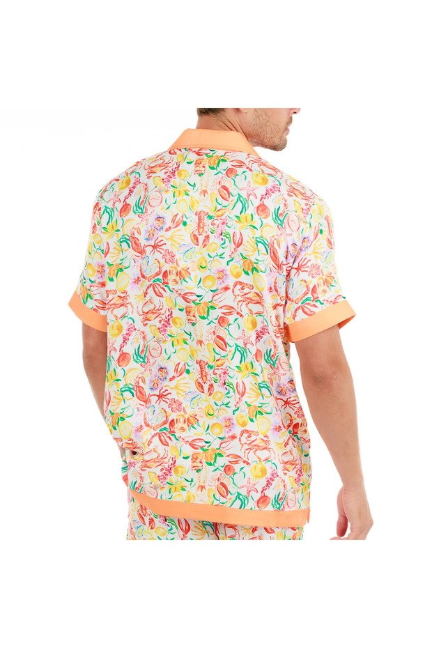 SILK SHIRT SHORT SLEEVE - LOBSTER PRINT