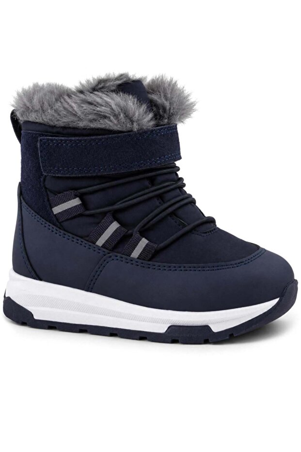 Velcro-Fastened Navy Blue Baby Boots