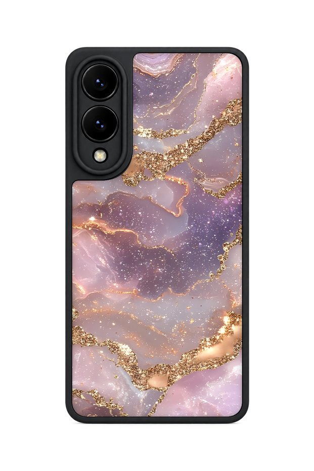 Samsung Galaxy S25 Edge Compatible Purple Marble Pattern Shockproof Case with Camera Protection