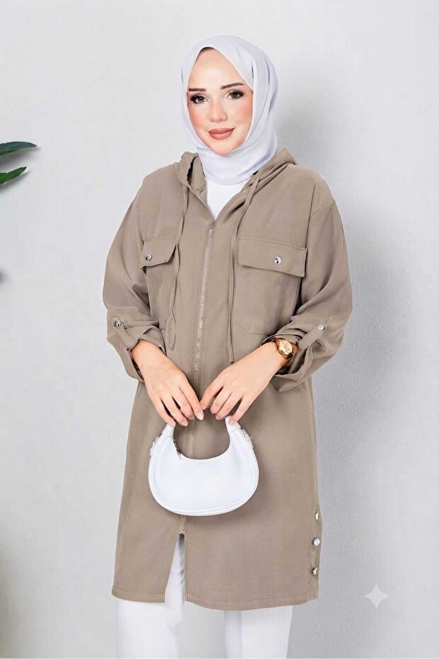 Women's Diagonal Side Buttoned Wear-Go Cap with Chest Pocket