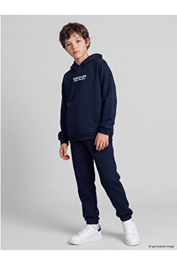 Navy blue Printed boys' tracksuit set