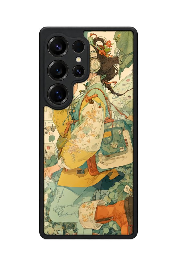 Samsung Galaxy S25 Ultra Compatible Earphone Patterned Camera Protected Shockproof Case