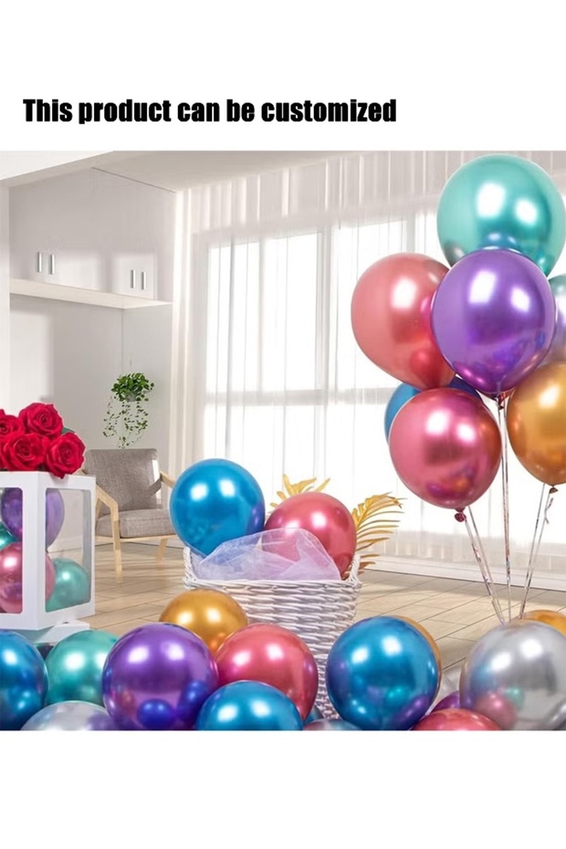 100Pcs Assorted Chrome Metallic Balloons, Thick Shiny Latex Balloons for Birthday Wedding Home Party Decorations