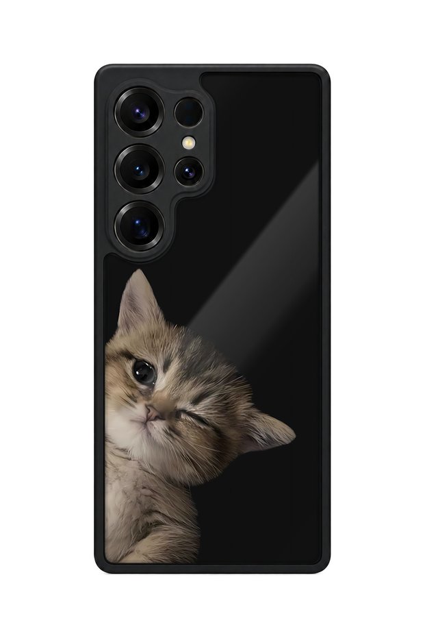 Samsung Galaxy S25 Ultra Compatible Kitten Patterned Camera Protected Shockproof Case