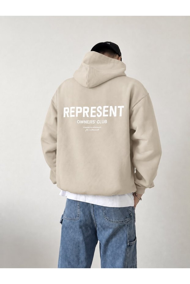 Men's Text Printed 3 Thread Hoodie – Oversize Hooded Sweatshirt