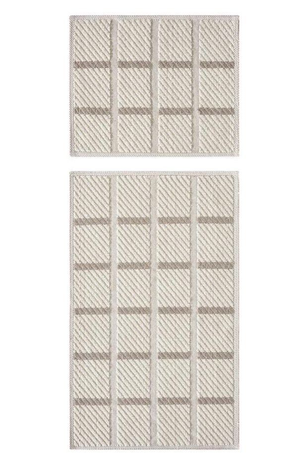 2-Piece Terry Cloth Bath Set (BATHROOM TEXTILES/MODERN/NATURAL/SIMPLE/STYLISH NON-SLIP BOTTOM)