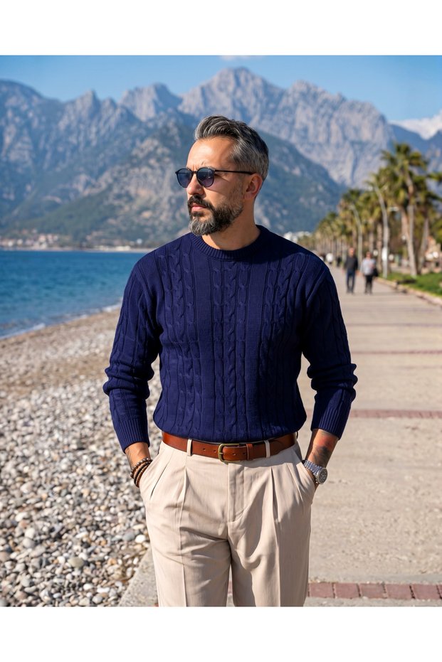 Men's Cavallo Old Money Hair Knit Crew Neck Sweater