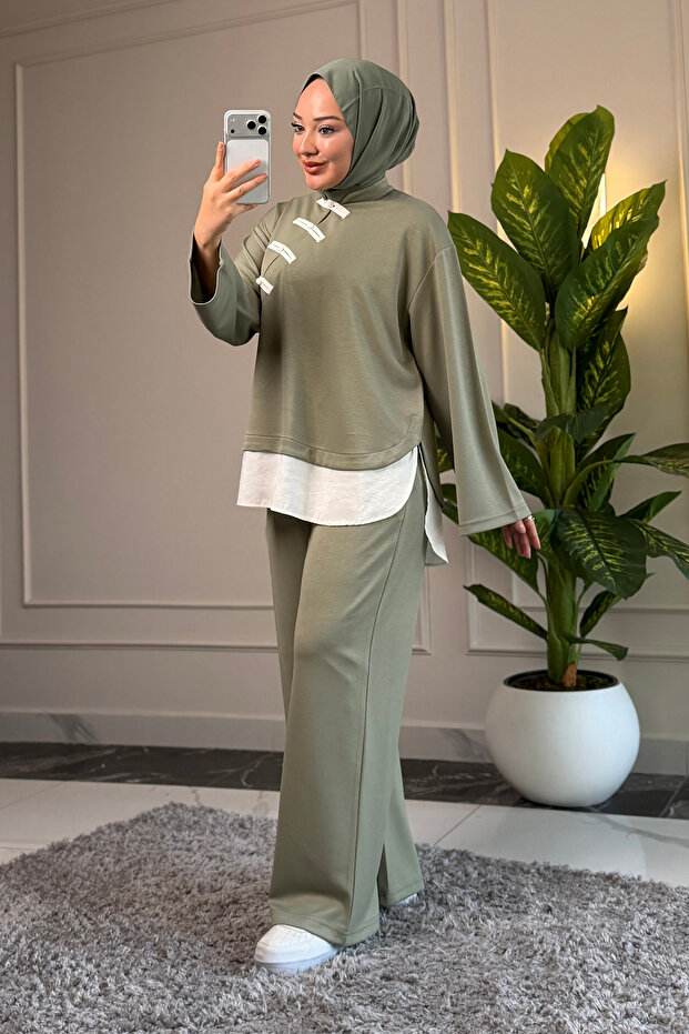 6666 - Stylish, Comfortable, Loose-Fitting Viscose Soft Modal Fabric Peach Garnished Women's Set