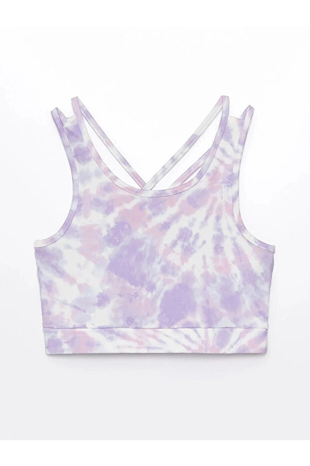 U-Neck Tie-Dye Patterned Girls' Crop Tank Top