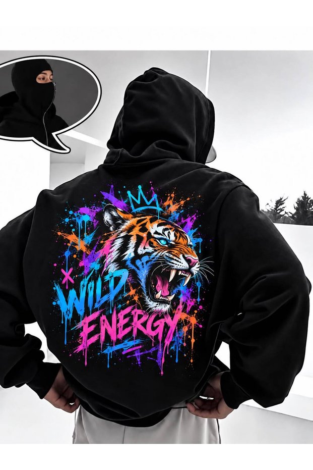 Black Unisex Oversize Full Zip Masked Gothic Hooded Hoodie Sweatshirt Black Unisex Oversize Full Zip Masked Gothic Hooded Hoodie Sweatshirt