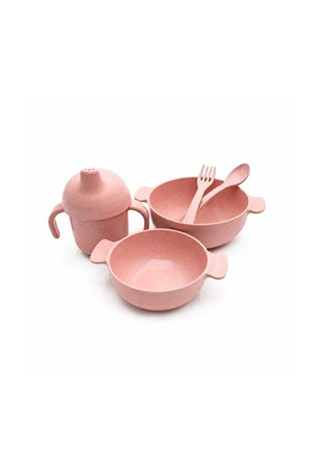 Wheat Straw Dinnerware Set for Kids, 5 Pieces Set, Cutlery, Flatware and Tableware for Children, En
