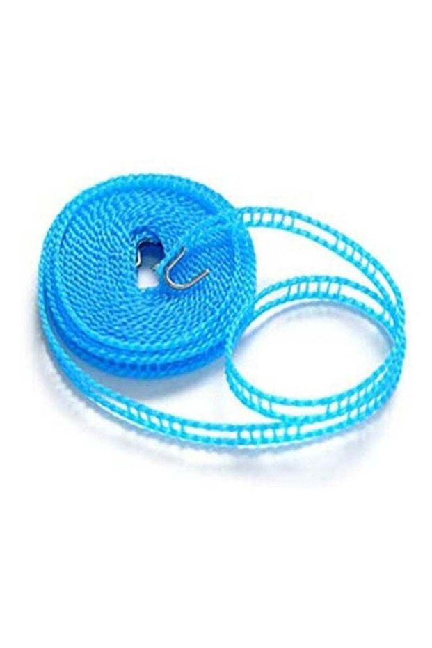 5M Length Clothes Drying Hangers Outdoor Anti Slip Slide Rope Clothesline Washing Line With Metal Hook Laundry Storage Racks Blue 5*1.5mm