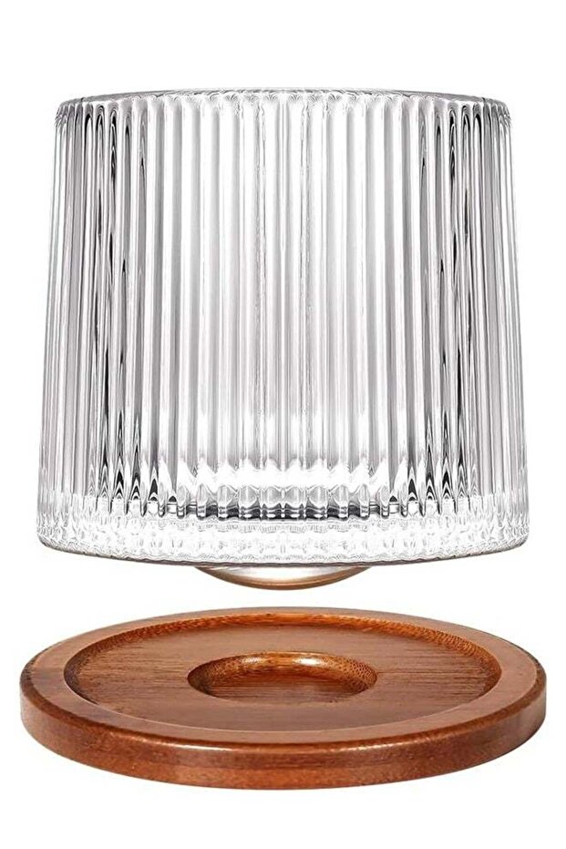 Rotatable Old Fashioned Glass Cup, Whiskey Glass, Wood Coaster, Thickening, Used As Rum Glass, Cocktail Cup, Coffee, Milk to Relax And Reduce Stress, Ldeal Gift