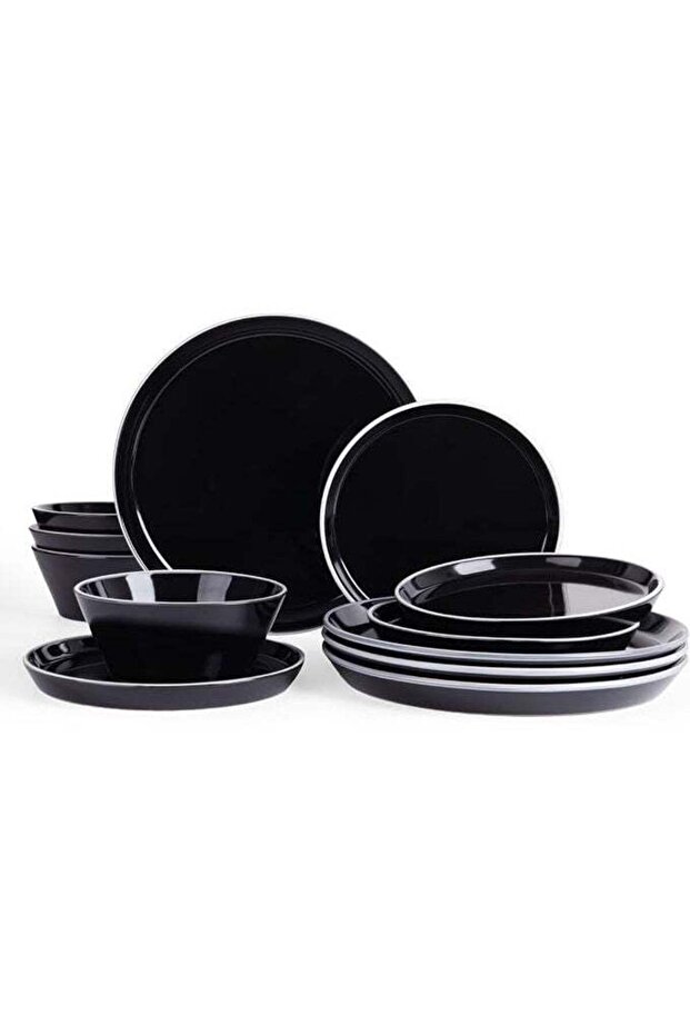 Famiware Saturn Dinnerware Sets, Ceramic Plates and Bowls, 12pcs set for 4 - Microwave & Dishwasher