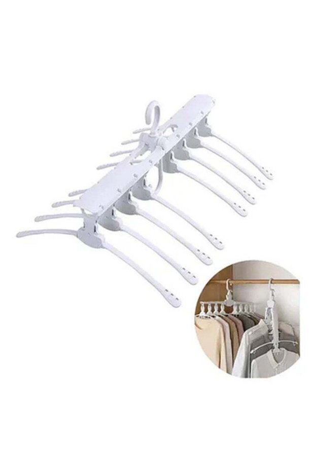 Multilayer Folding Plastic Rotating Clothes Hanger White