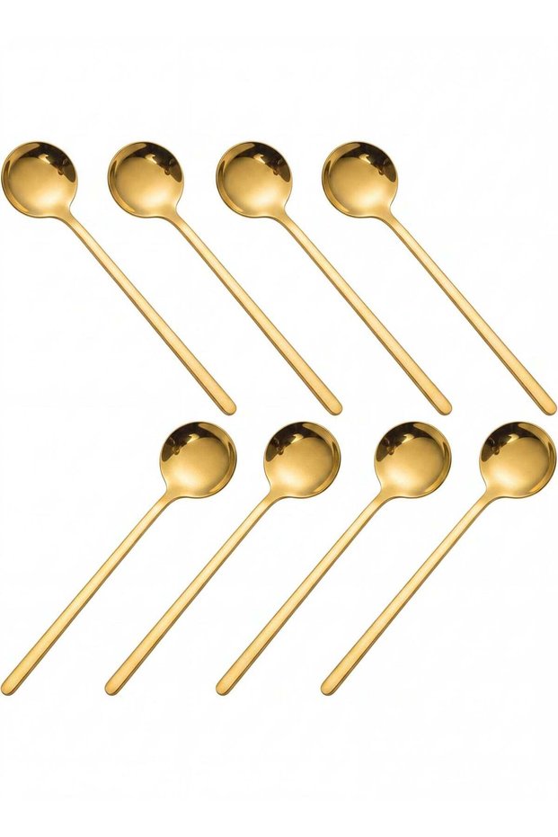 8 PCS Stainless Steel Espresso Spoons, Mini Teaspoons Set for Coffee British Tea Dessert Cake Ice Cream Cappuccino, 13.46 Cm