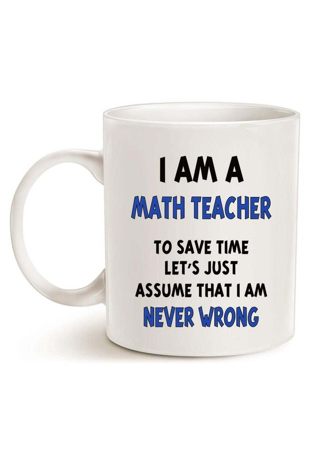 Funny Math Teacher Assume I Am Never Wrong Coffee Mug, Teachers' Day Gifts for Teacher Porcelain Cup, White 11 Oz