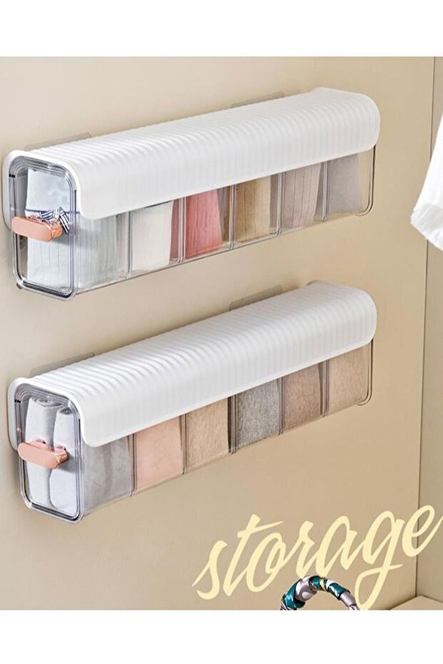 1 Piece Wall Hanging TransparentUnderwear Storage Organizer (White)