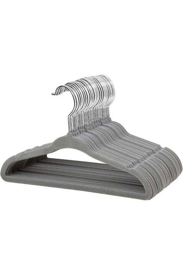 ManGotree 30 Pack 11inch Baby Clothes Hangers, Velvet Kids Toddlers Coat Hangers with Ultra Thin & Non-Slip Design (Grey)