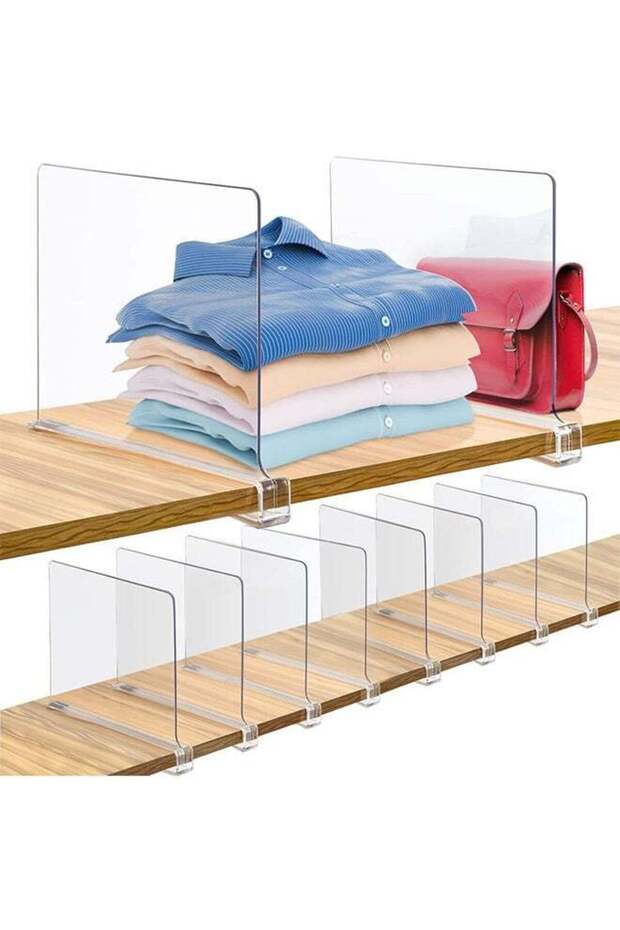 Acrylic Closet Organizer, Shelf Dividers for Closet Organization, Acrylic Bag Display Stand Rack for Purse, Handbag, Books Organizer and Closets, Cupboard, Desktop Storage(10pcs)