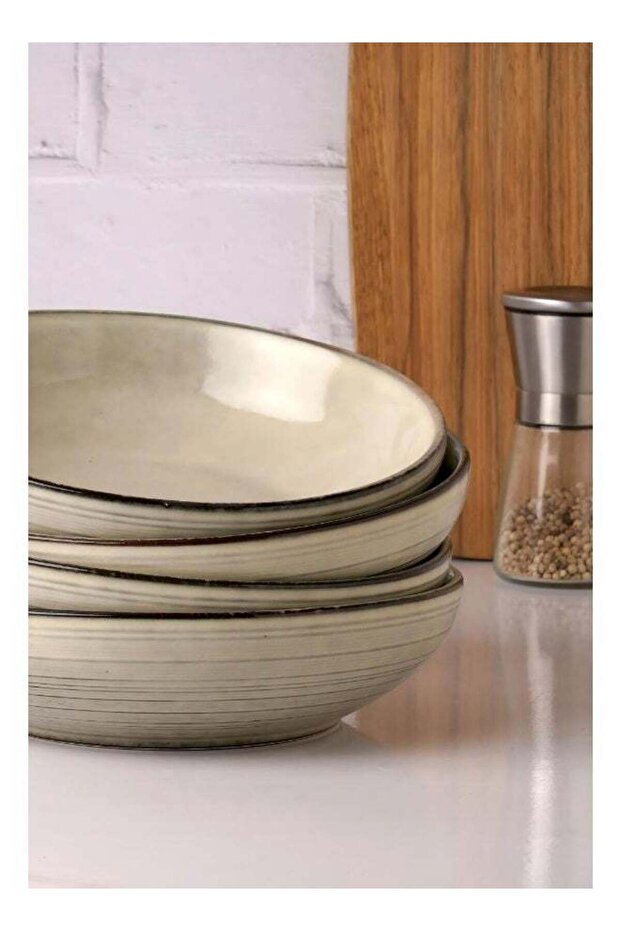 Tempus Series 4 Pieces Pasta Bowls Set, Castle Wall