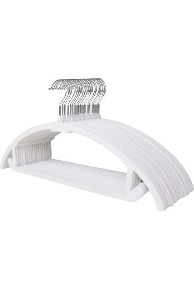 17.6'' Velvet Clothes Hangers, Non-Slip Rounded Felt Hangers, Sturdy & Space-Saving Suit Hangers For Sweaters, Pants, Dresses, Skirts, Coats (White, 10 Pack)