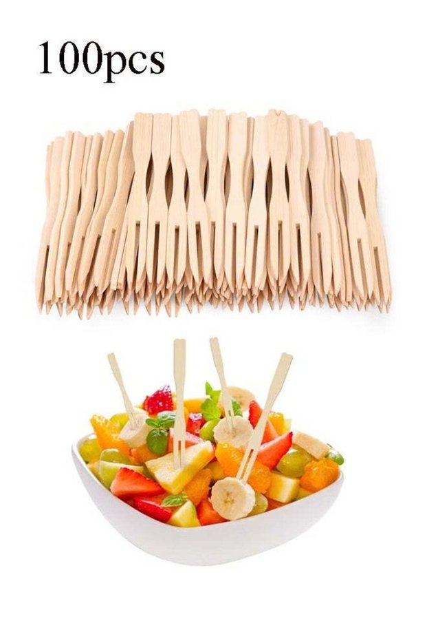 100 Pcs Mini Fruit Fork, 3.9 inch Disposable Forks for Fruit, Snack, Desserts, etc