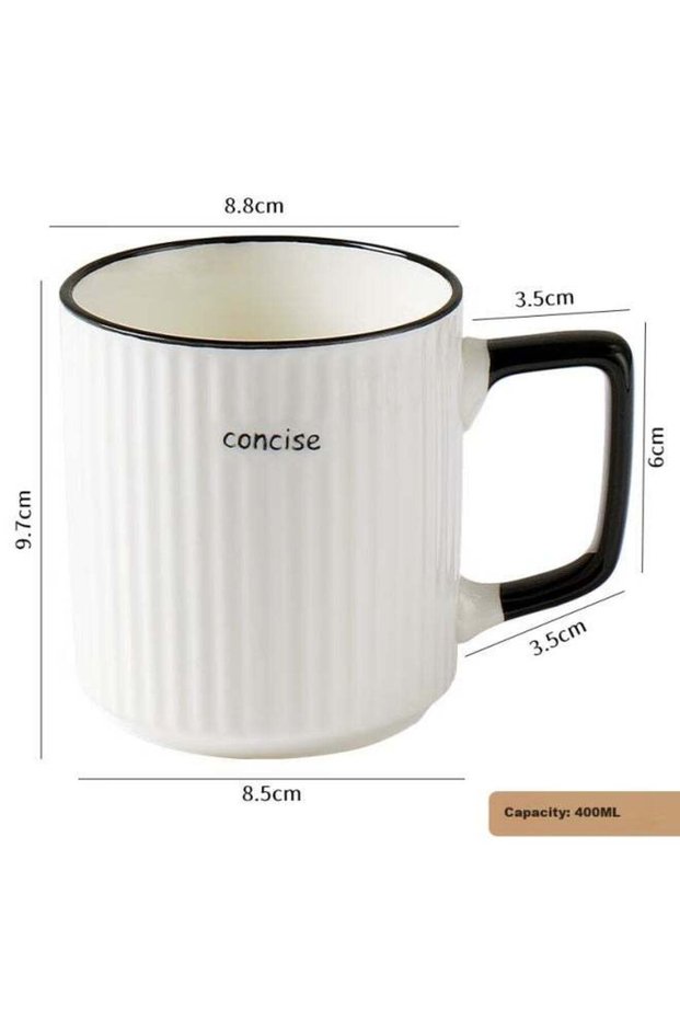 Baijie Ceramic Mug Breakfast Cup Water Cup Office Milk Large Capacity Cup Single Pack 400Ml