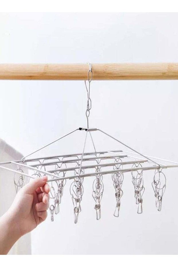 Stainless Steel Square Shaped Clothes Hanger Silver 38cm