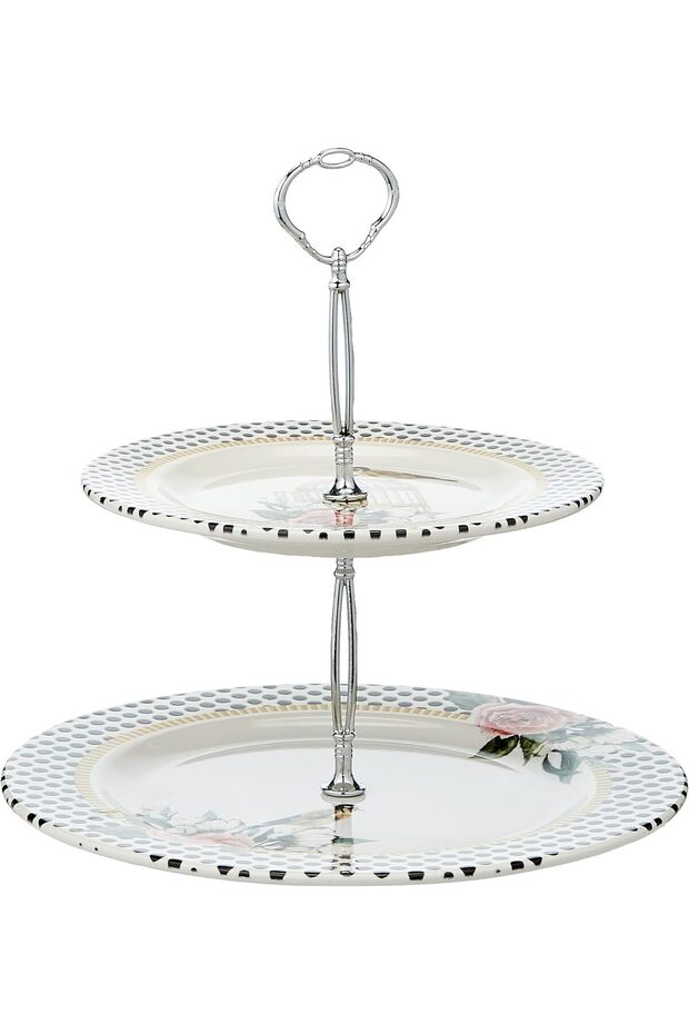 EDESSA Rosy Porcelain Ceramic 2 Tier Cake Stand 20 and 27cm - Beautiful and Versatile Display Stand