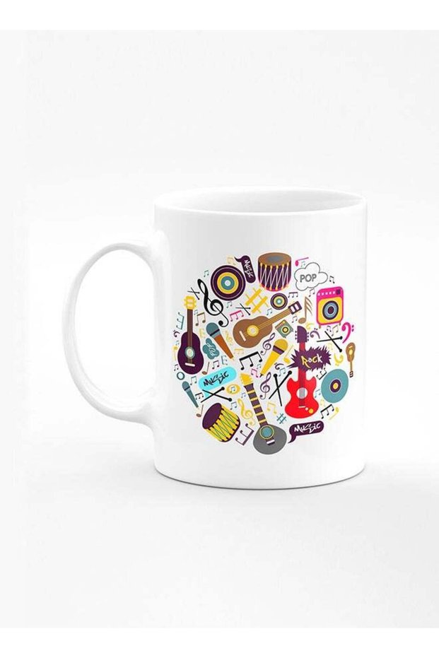 Designer Printed Coffee Mug with Heavy Duty Handle 11oz Ceramic Personalised Gift Mugs Cup [Microwave Safe & Dishwasher Proof] - Muscial Instruments