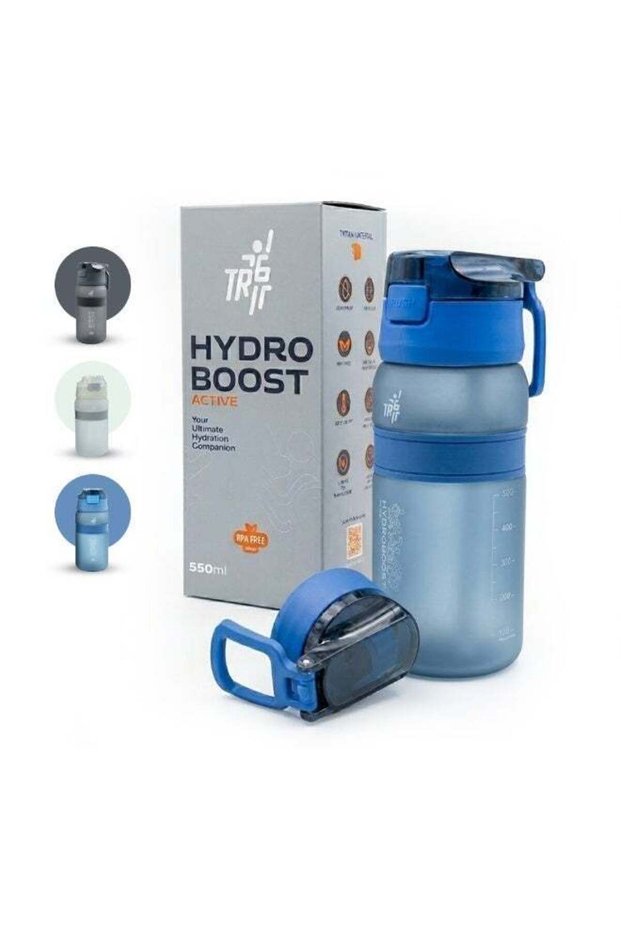 TR6 Hydra Boost Active Frosted 550ml BPA Free Tritan Bottle with Straw, Lockable Flip Lid Leakproof, Lightweight & Stylish Ideal for Gym, Work, School & Outdoor Use Blue