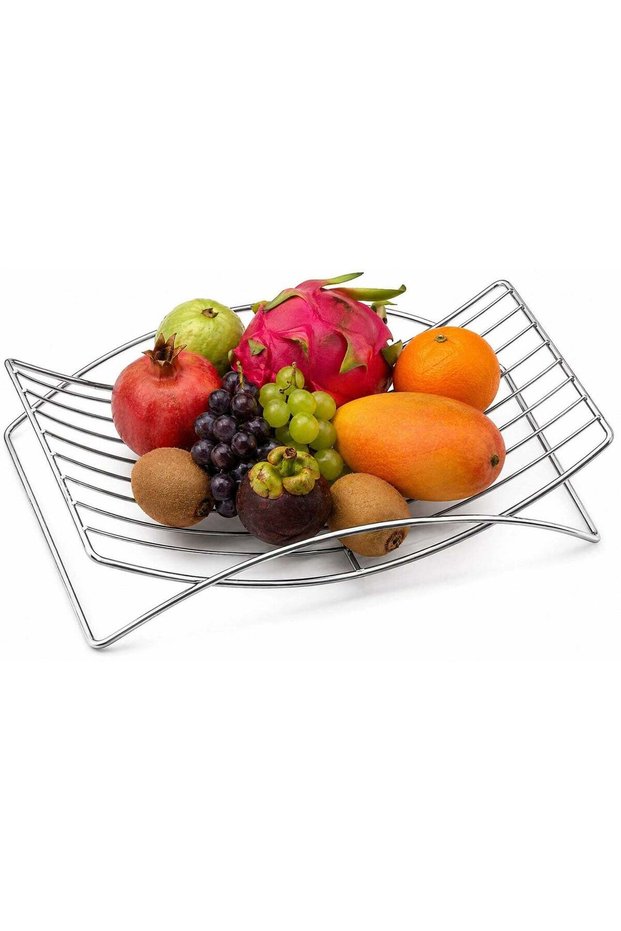 Dunekart Stainless Steel Fruit Basket Bowl, Designer Metal Wire Storage for Kitchen Countertop Dini