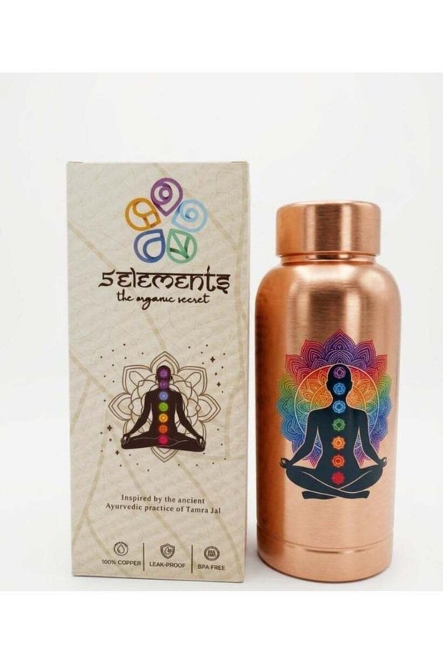 5elements Pure Copper Water Bottle 100% | 400ml Leak-Proof & BPA-Free | Chakra & Yoga Mandala Design | Ayurvedic Tamra Jal Vessel for Drinking, Immunity Booster