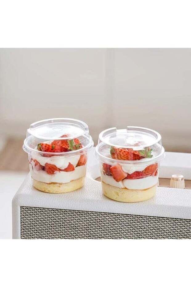 FUFU 50-Pack Clear Plastic Dessert Cups with Leak-Proof Lids