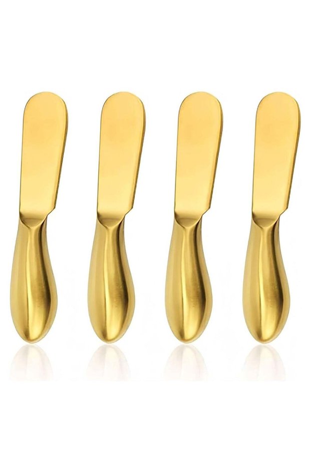 4-Piece Gold-Tone Butter Knife Set - Spreaders for Sandwich, Cream Cheese,Home Kitchen Tools
