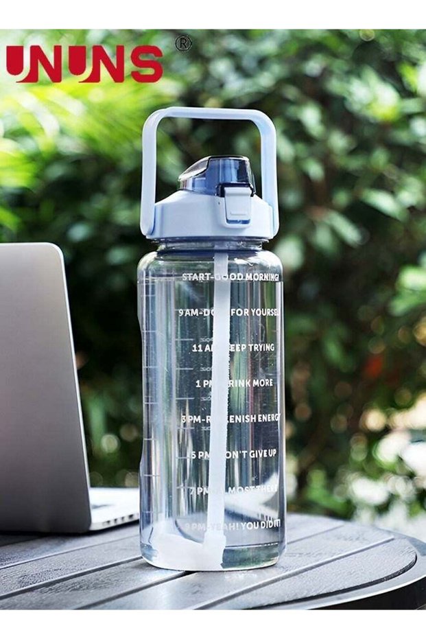 2 Liter Water Bottles,Motivational Water Bottle With Straw Time Marker,BPA-Free Leakproof Water Jug,Large Water Drink Jug For Home Office Outdoor Sport Fitness Gym,Blue