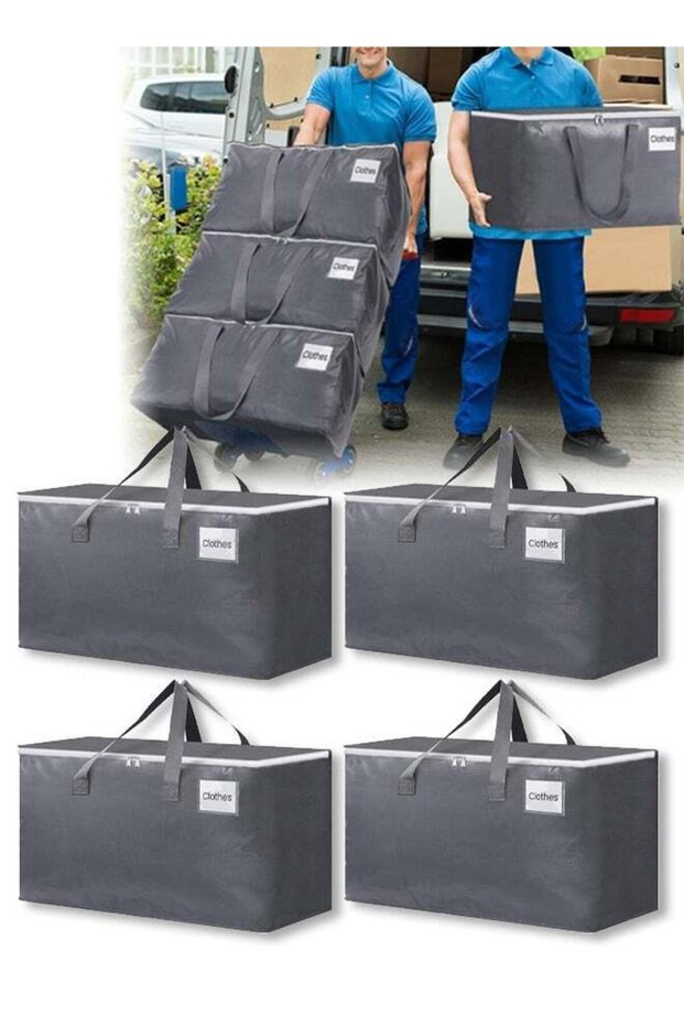 4Pack Extra Large Moving Bags with Zipper,Heavy Duty Tote for Packing Clothes, Durable Storage Bin Organizer,with Handles and Zippers,Wear Resistant and Dustproof,for Clothes, Bedding, Comforter, Pil
